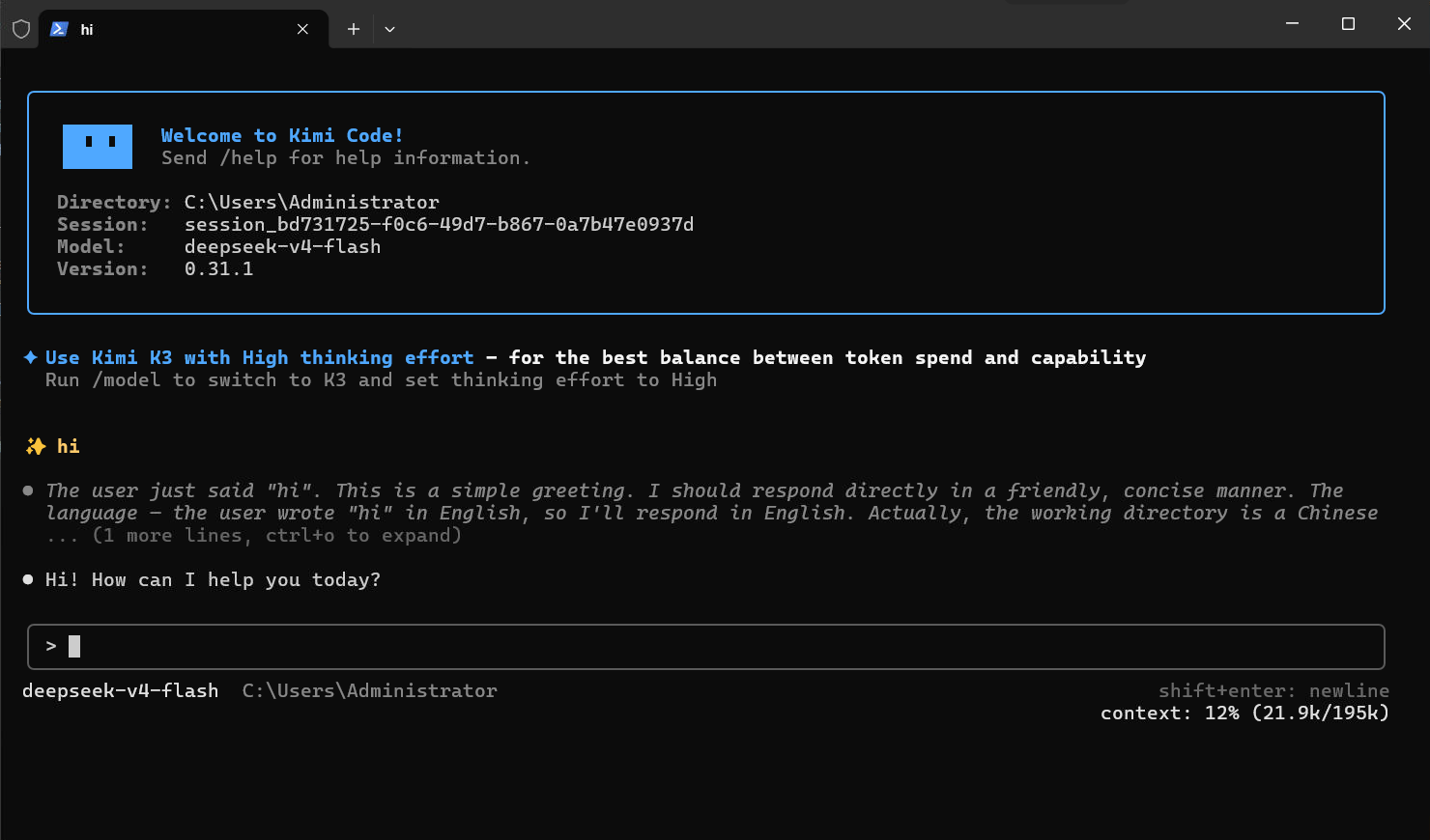 使用 OpenAI Chat Completions 配置测试 Kimi Code
